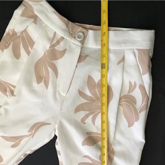 White and Tan Floral Print Trousers - Picture 4 of 6